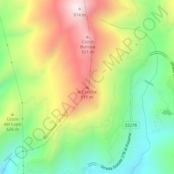 Mapa topográfico le Conche, altitud, relieve