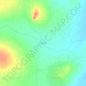 Mapa topográfico Kisesa, altitud, relieve