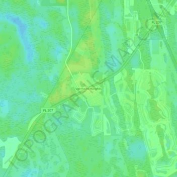 Mapa topográfico Vermont Heights, altitud, relieve