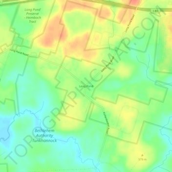 Mapa topográfico Long Pond, altitud, relieve
