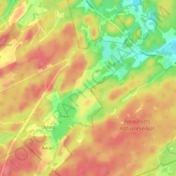 Mapa topográfico Bruket, altitud, relieve