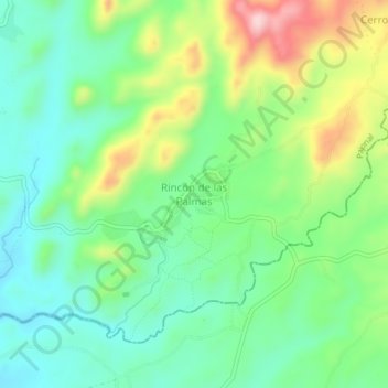 Mapa topográfico Rincón de las Palmas, altitud, relieve