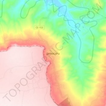 Mapa topográfico Jamacaru, altitud, relieve
