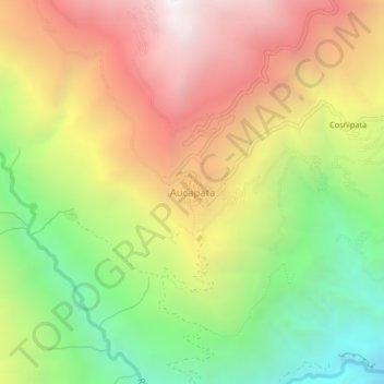 Mapa topográfico Aucapata, altitud, relieve