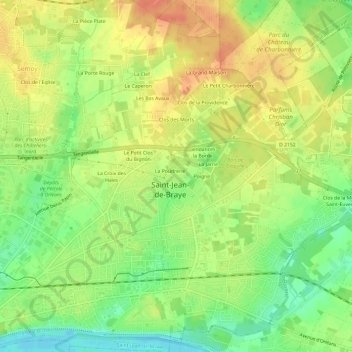 Mapa topográfico La Jarrie Mon Plaisir, altitud, relieve