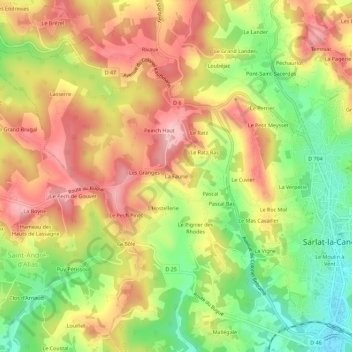 Mapa topográfico La Faurie, altitud, relieve