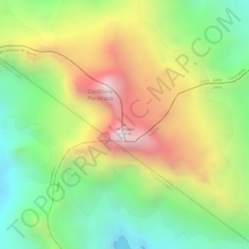 Mapa topográfico Nevado Pariacaca, altitud, relieve