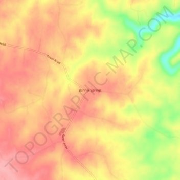 Mapa topográfico Banner Springs, altitud, relieve