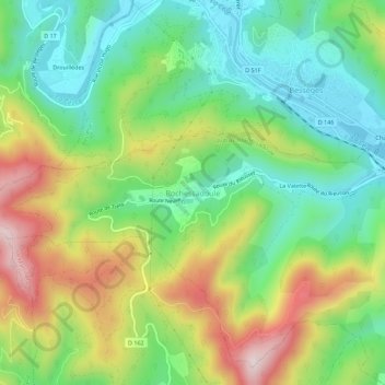 Mapa topográfico Rochessadoule, altitud, relieve
