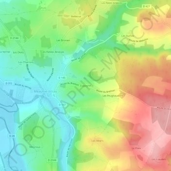Mapa topográfico Dagouret, altitud, relieve