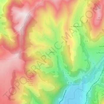 Mapa topográfico Salilhes, altitud, relieve