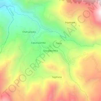 Mapa topográfico Chaullabamba, altitud, relieve