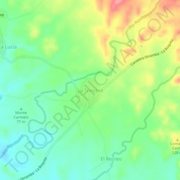 Mapa topográfico La Trinidad, altitud, relieve