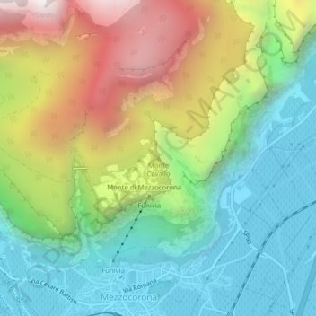 Mapa topográfico Monte Cavallo, altitud, relieve