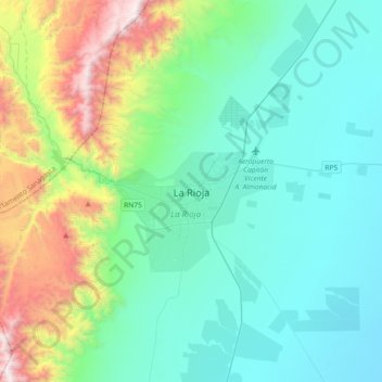 Mapa topográfico La Rioja, altitud, relieve
