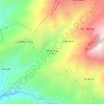 Mapa topográfico Tablas de La Alsacia, altitud, relieve