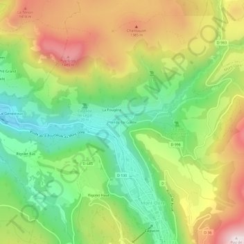 Mapa topográfico Prends Toi Garde, altitud, relieve
