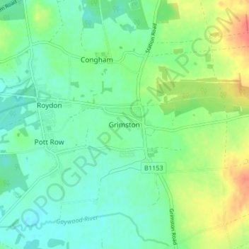 Mapa topográfico Grimston, altitud, relieve