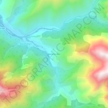 Mapa topográfico Monte-Estreino, altitud, relieve
