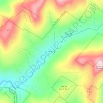 Mapa topográfico Denning, altitud, relieve