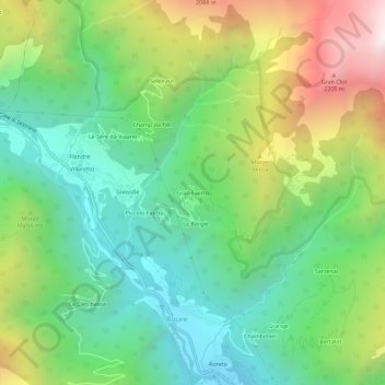 Mapa topográfico Gran Faetto, altitud, relieve