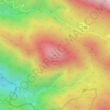 Mapa topográfico toppola Grande, altitud, relieve