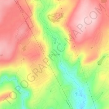 Mapa topográfico Saw Creek, altitud, relieve