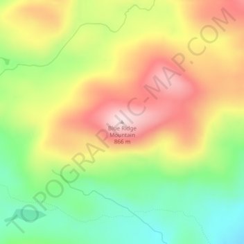 Mapa topográfico Blue Ridge Mountain, altitud, relieve