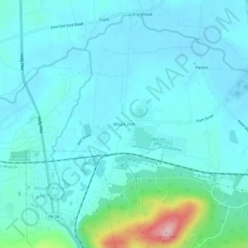 Mapa topográfico Mount Zion, altitud, relieve