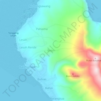 Mapa topográfico Boto, altitud, relieve