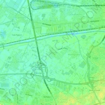 Mapa topográfico Ugnano, altitud, relieve
