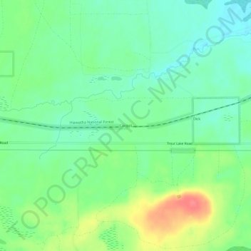 Mapa topográfico Cordell, altitud, relieve