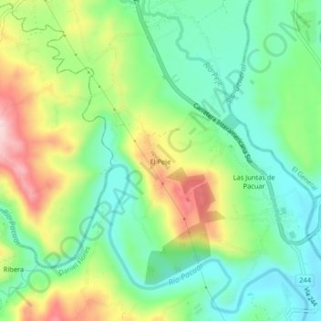 Mapa topográfico El Peje, altitud, relieve