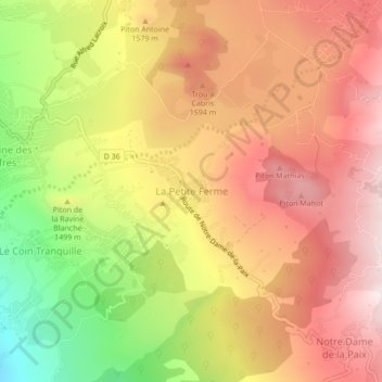 Mapa topográfico La Petite Ferme, altitud, relieve