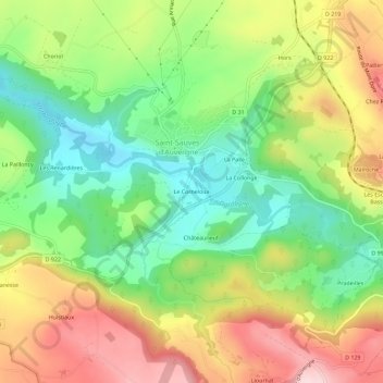 Mapa topográfico Le Corneloux, altitud, relieve