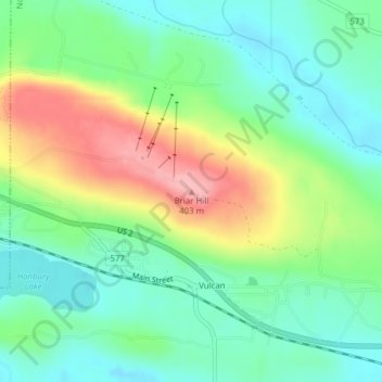 Mapa topográfico Briar Hill, altitud, relieve