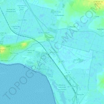 Mapa topográfico Les Trois Canons, altitud, relieve