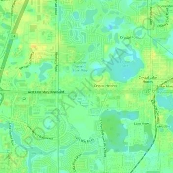 Mapa topográfico Heathrow, altitud, relieve
