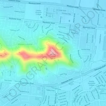 Mapa topográfico Mount Louisa, altitud, relieve