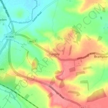 Mapa topográfico Dingley, altitud, relieve