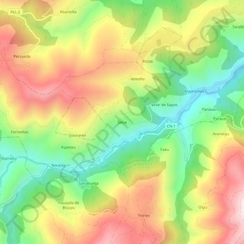Mapa topográfico Selce, altitud, relieve