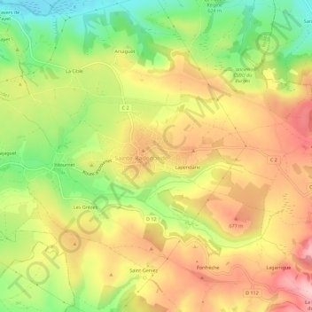 Mapa topográfico Trégous, altitud, relieve