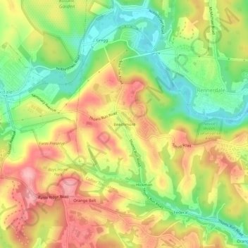 Mapa topográfico Beechmont, altitud, relieve