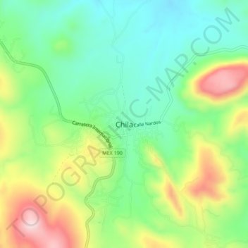 Mapa topográfico Chila, altitud, relieve