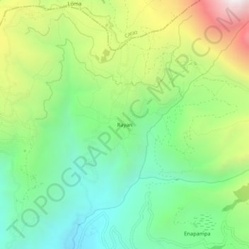Mapa topográfico Rayan, altitud, relieve
