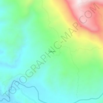 Mapa topográfico Tulcan, altitud, relieve