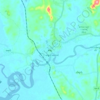 Mapa topográfico Ye, altitud, relieve