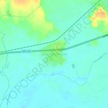 Mapa topográfico Loma de Guamúchil, altitud, relieve