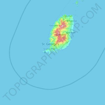 Mapa topográfico Hog Island, altitud, relieve
