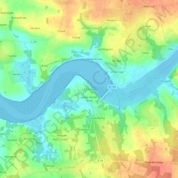 Mapa topográfico Le Passage, altitud, relieve